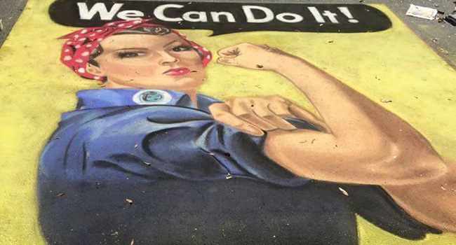 Rosie the Riveter street chalk art