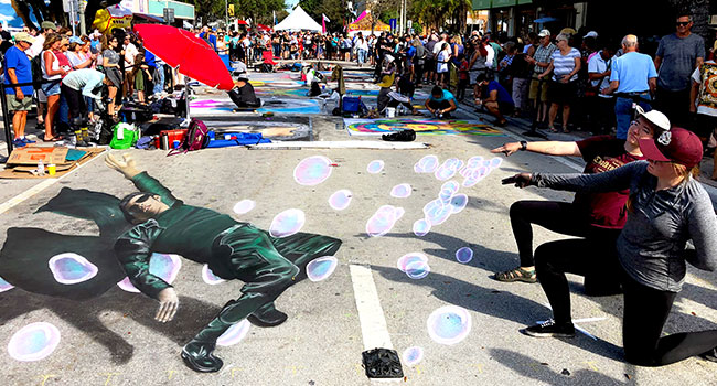 Posing with 3D Neo from the Matrix movie dodging bubbles