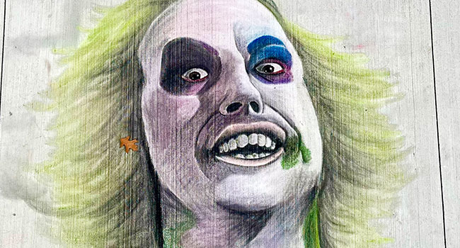 Chalk image of Beetlejuice.